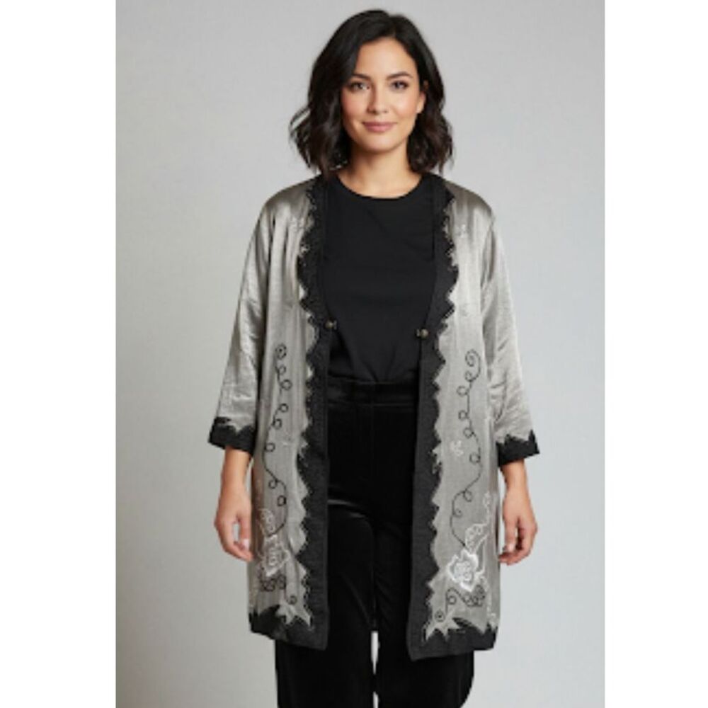 Anthony Mark Hankins Embroidered Silver Jacket M